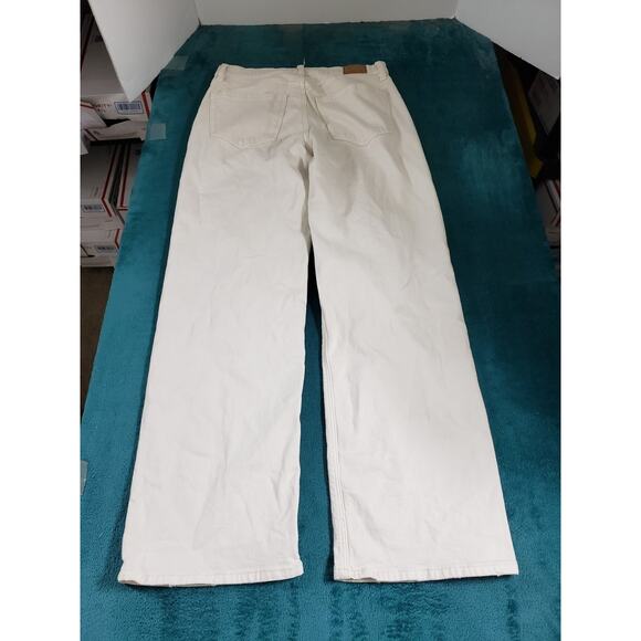 American Eagle Jeans Size 4 Womens White Stretch Pants Baggy Wide Leg Stove Pipe - Picture 12 of 14